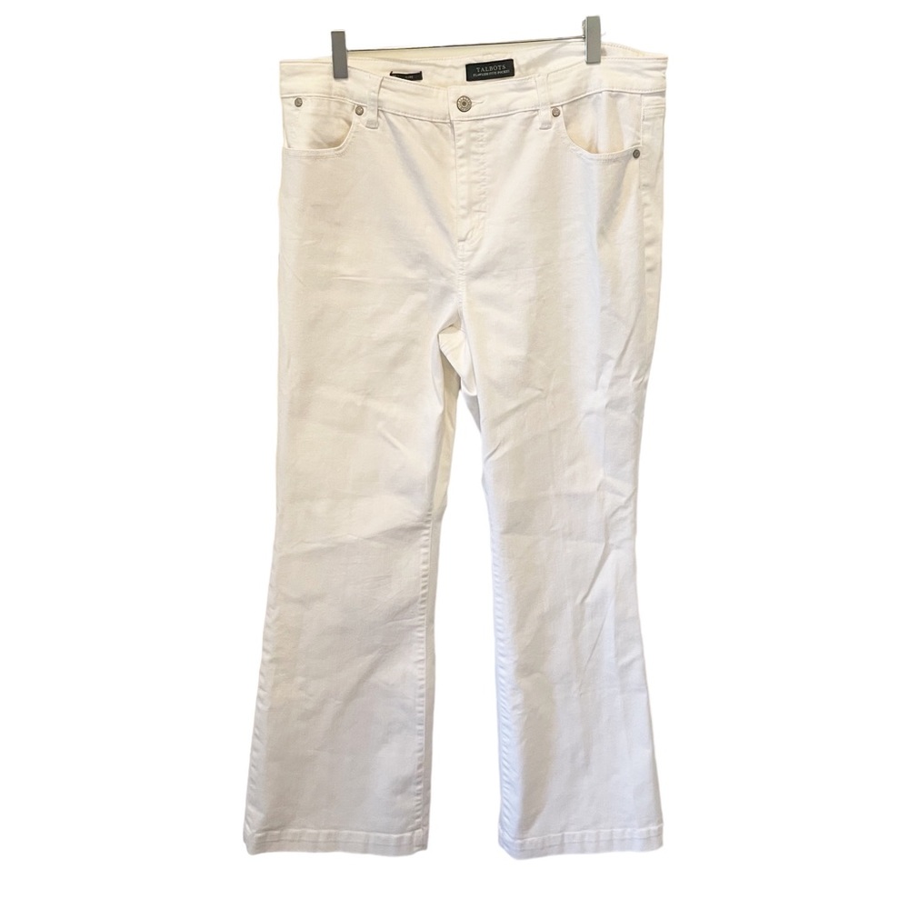 Talbots Women Size 16 L White Flare Jeans Flawless Five-Pocket